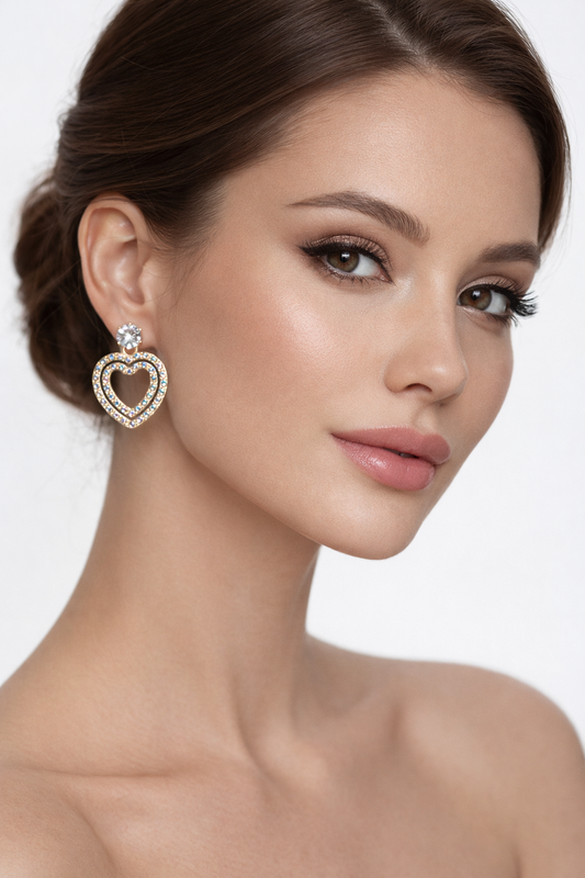 Pastel Crystal Open Heart Drop Earrings – Silver Dangle Statement Jewelry | Octra Store