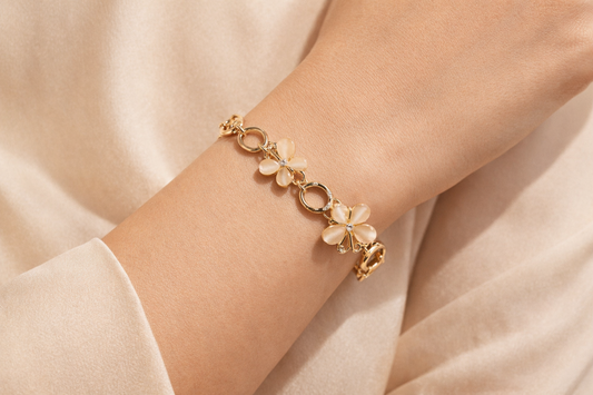 Floral Artificial Gold Plated Bracelet for Women | Octra Store