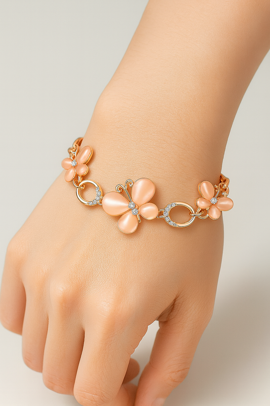 Rose Gold Butterfly Charm Bracelet for Women | Octra Store